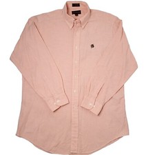 Vintage 90's Ralph Lauren Chaps Button Down Shirt L 16.5 32-33 Equestrian Logo