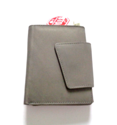 HJP Geldbörse Echt Leder RFID Schutz 12 x 9 cm stone grey