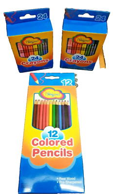 2x - 24 Count Box IMAGINE Crayons + 12 Count Colored Pencil Set