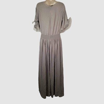 Giorgio Armani Ruffle Silk Gauze Maxi Dress, Silver, Women's, 44 It (8 Us), Casual & Work Dresses Maxi Dresses