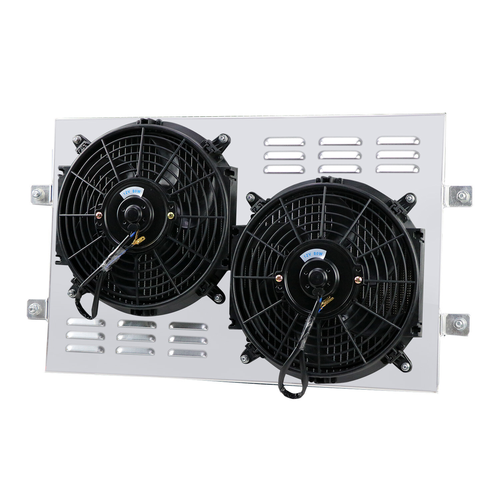Aluminum Fan Shroud & Dual 10" Electric Fan Kit With Thermostat For 1972-1986 Jeep CJ5 CJ7 Cherokee, Commando, J10 J20