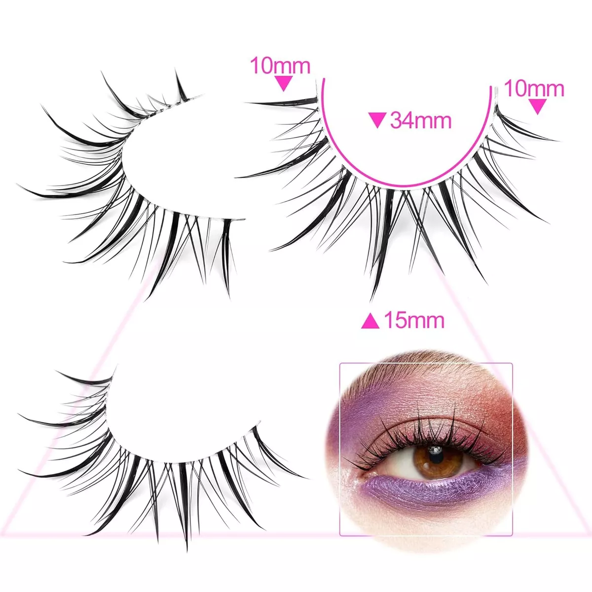 Manga Lashes Clear Band Spiky Anime Lashes Wispy Strip 3D False