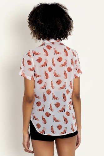 Camisa Top Black Milk Ghost Foxes Linda con Botones Talla 16 NUEVA CON ETIQUETAS - Imagen 3 de 9
