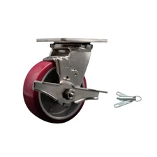 5 Inch 316SS Poly on Aluminum Caster with Ball Bearing & Brake/Swivel Lock SCC