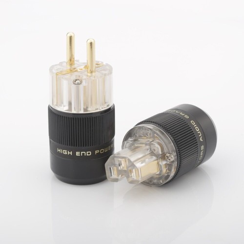 Pair 24K Gold plated Rhodium silver Plated EU Plug Male Female Power Connector - Picture 11 of 30