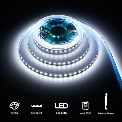 5FT Motion Activated LED Strip Light Waterproof for Cabinet, Kitchen, Stair, Bed