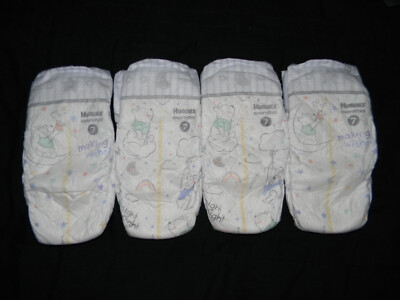 4 Huggies overnights Disposable Diapers Size 7 over 41 Lb + Lbs.