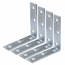 Image of Corner Braces Brackets Right Angle L shape Zinc Plated Brace Bracket 4PACK
