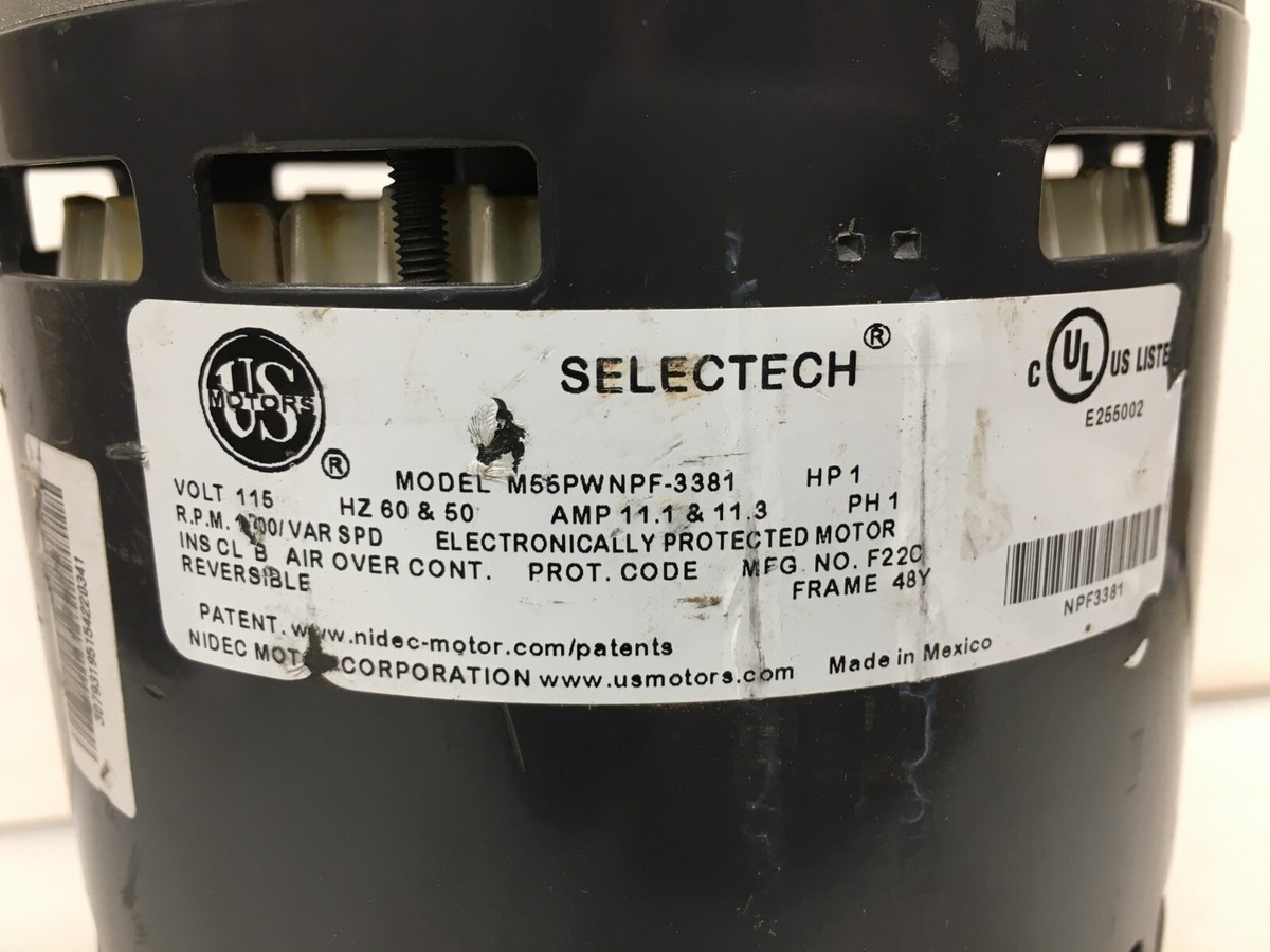 ブロワー SELECTECH M55PWNPF-3381 ECM Blower Motor 1HP 115V 1200 RPM Var SPD