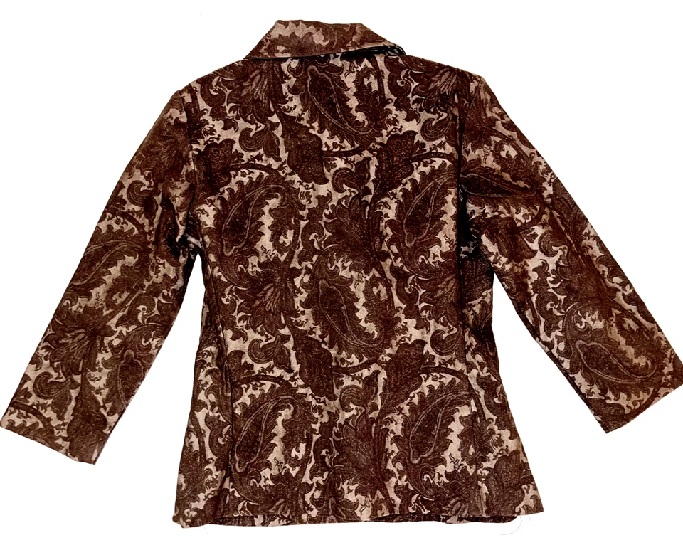 B Moss Traje Chaqueta Mujer Marrón Paisley Damasco Blazer Oficina Talla 2 BLAZER Foto 2 de 4