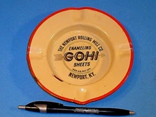 VINTAGE THE NEWPORT ROLLING MILL CO. PORCELAIN ENAMEL ASHTRAY~NEWPORT KENTUCKY
