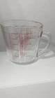 Vtg PYREX Red Lettering 2 Cup Glass Measuring Cup 16 Oz 500 ml D Handle 516 Pint