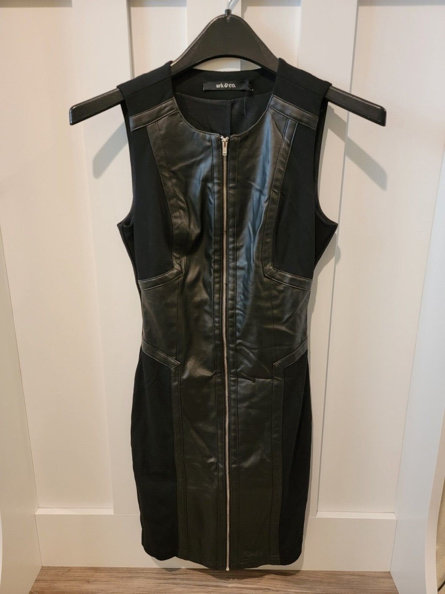 slim fit dress slacks Black Vegan Leather Vest Dress – BLANK main image 0