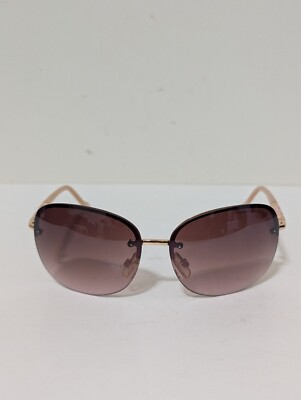 Steve Madden Rimless Rose Gold Shield Oversized Sunglasses Women Pink
