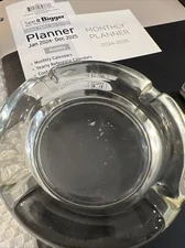 Vintage HEAVY CLEAR GLASS ASHTRAY