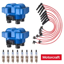 2pcs Ignition Coil & Wireset & 8pcs Motorcraft Spark Plug for Ford Mustang F-150
