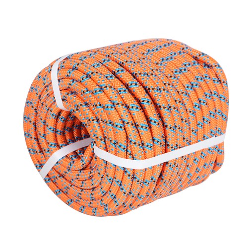 Cuerda arborista de poliéster trenzada 32 hilos 1/2 pulgada naranja, azul y negro 150 pies - Imagen 3 de 8