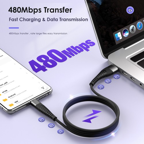 PD 100W Super Charging USB A To USB C Cable Fast Charger For Huawei Oppo Xiaomi - Picture 4 of 19