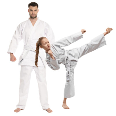 JELEX ''Kihaku'' Erwachsene Kinder Unisex Karateanzug mit Gürtel 100-200 weiß neu