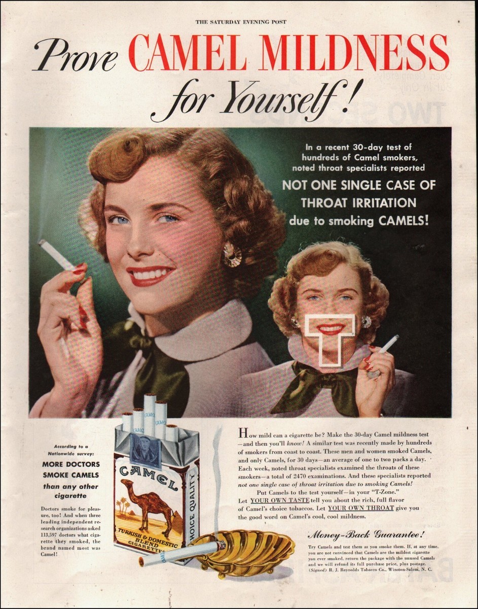 1949 Vintage ad Camel Cigarettes Tobacco T-Zone Doctors recommend 05/03/23 
