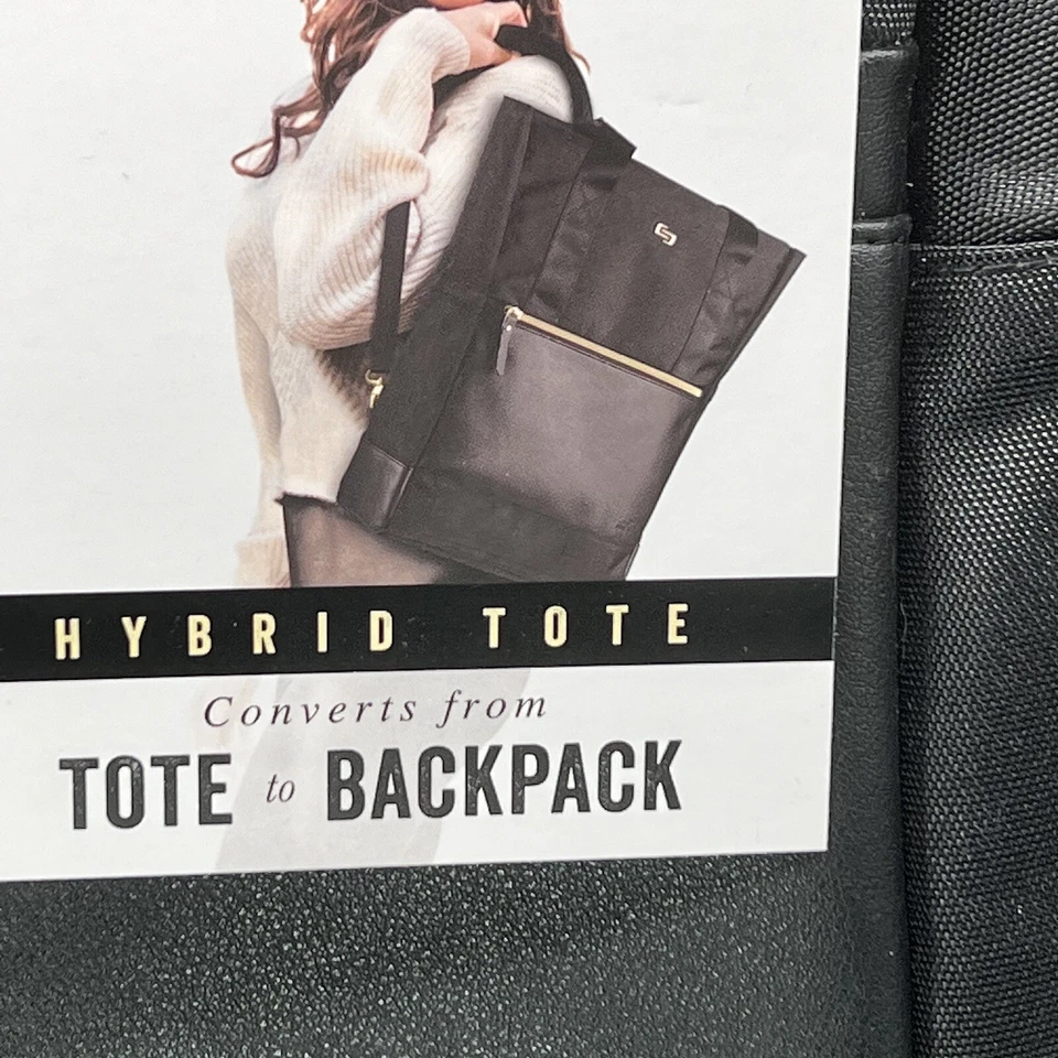 Bolso de Mano Híbrido Solo New York Parker para Portátil 15.6" Negro Nuevo Con Etiquetas Mochila Foto 3 de 4