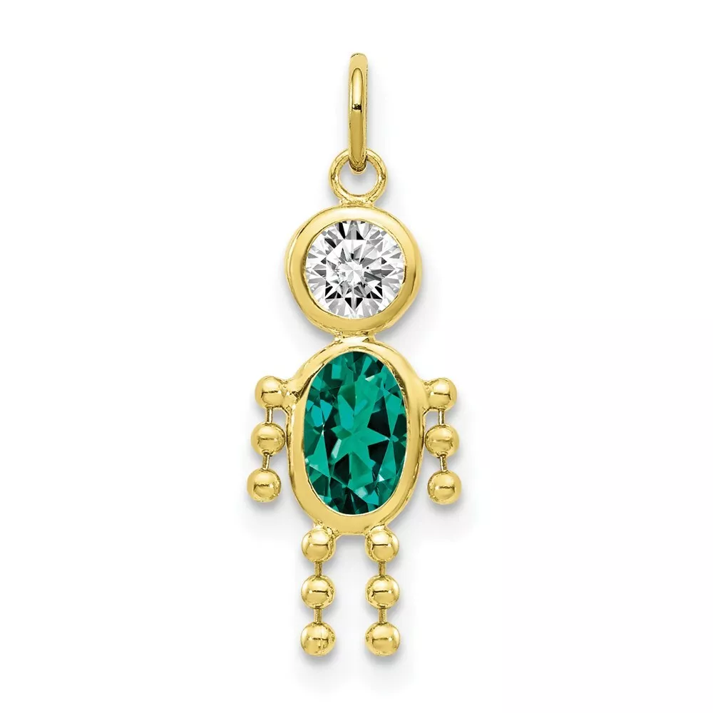 Real 10kt Yellow Gold May Boy Birthstone Charm
