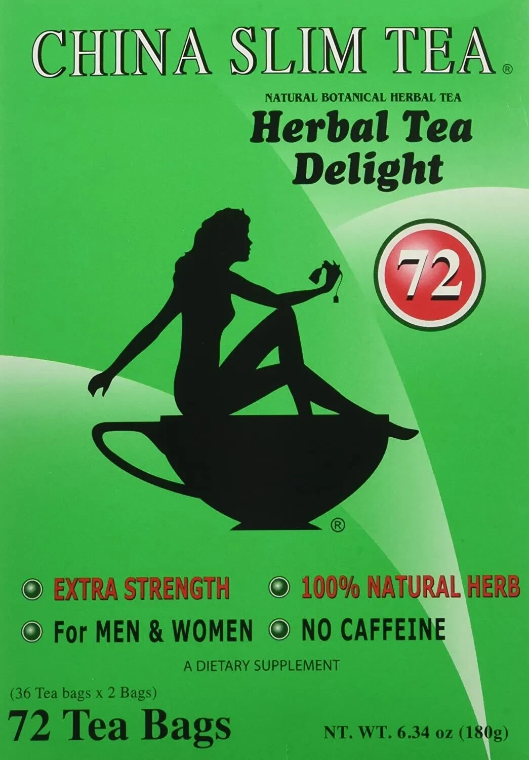 China Slim Tea Extra Strength Delight  72 Tea Bags - (Pack of 1)
