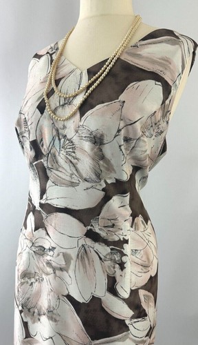 New Jacques Vert dress 14 18 22 Ivory Brown Pink Floral abstract shift RRP £149 - Picture 8 of 24