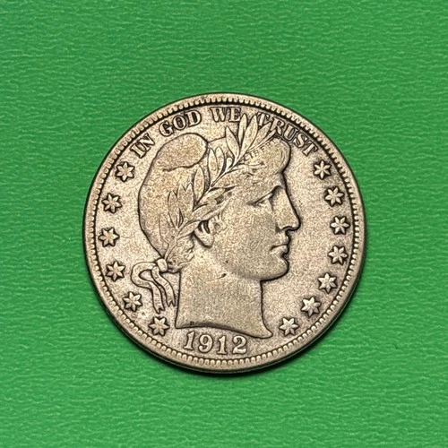 (1) Beautiful Antique 1912-D Barber Half Dollar VF-VERY FINE