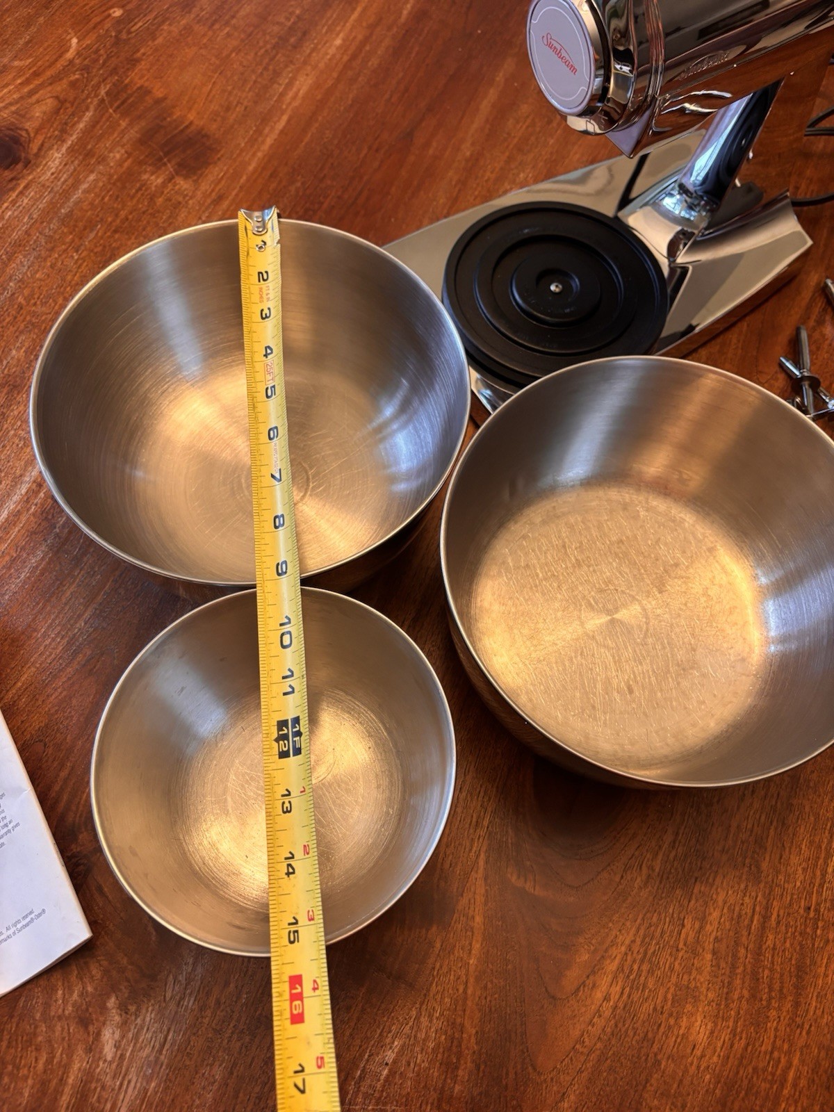 Vintage Chrome Sunbeam Deluxe Mixmaster  12 Speed w/all Bowls, Attachments