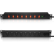 PDU Rack Mount Power Strip 8 Outlets Individual Switches 6ft 12Gauge Metal
