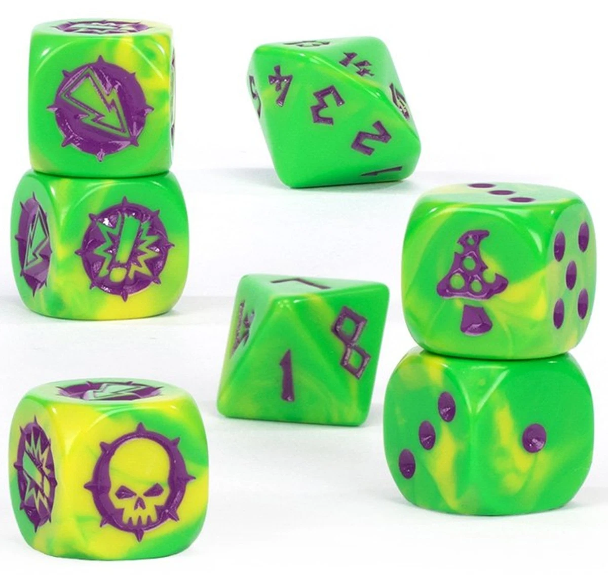 Dés Goblin Team Blood Bowl - Coffret 7 Dés Neufs Sous Blister