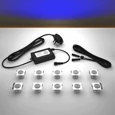 10 x 30mm LED Lights SQUARE Decking/Plinth/Kickboard/Recessed/Kitchen - BLUE