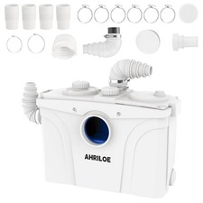 900W Macerator Pump, Macerating Toilet System with 2 Outlets/5 Inlets, White