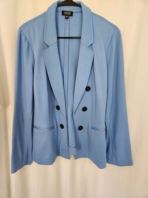 Jones New York Women's Blue Faux Double Breasted Collared Jacket Size PL