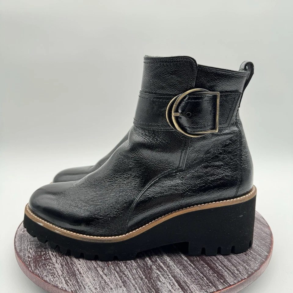 Paul Green Boots Womens 5 Dynamic Patent Leather Crinkled Chunky Outsole Shoes - Image 2 of 4