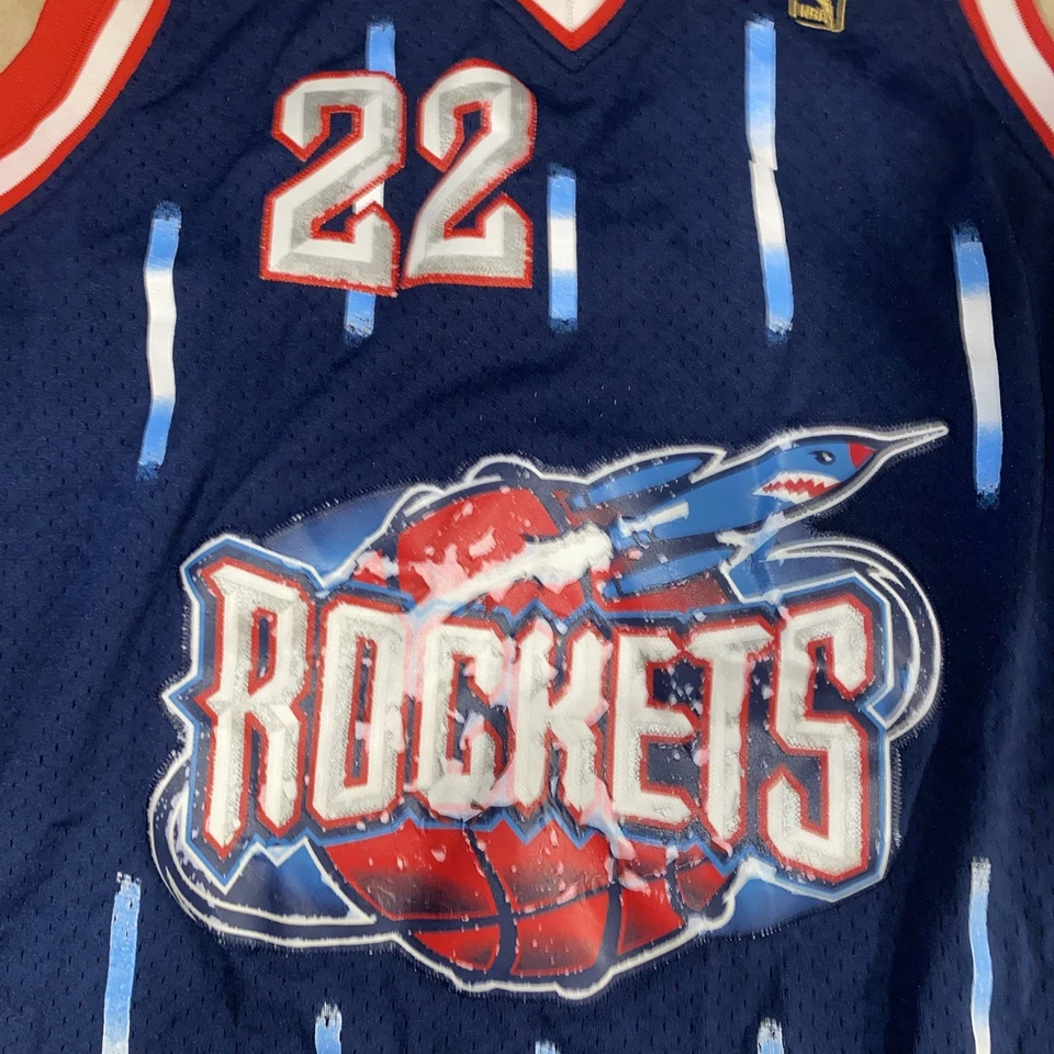 Camiseta Clyde The Glide Drexler #22 Houston Rockets Mitchell and Ness 2XL 1996-97 Foto 3 de 4