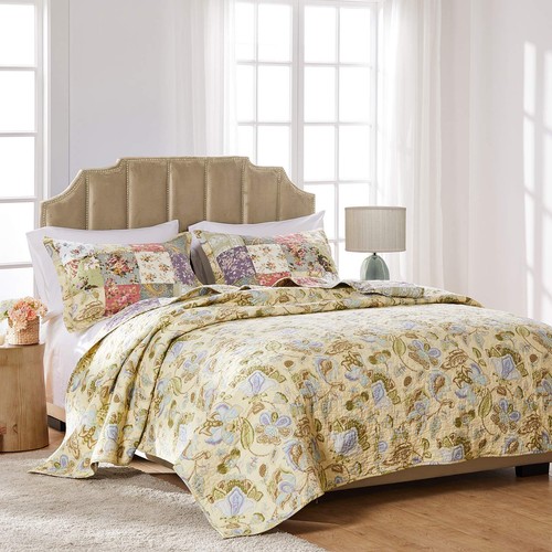 Greenland Home Blooming Prairie Cotton Patchwork Quilt Set, Full/Queen (3 Piece) - Picture 3 of 11