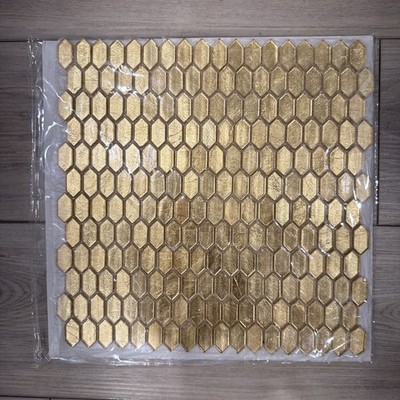 Artmore Tile Flicker Gold Polished Glass Hexagon Mosaic Wall Tile