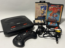 Sega Mega Drive II Black Console Controller Sonic 1 & 2 New Cables Tested Work