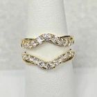 2Ct Real Moissanite Enhancer Guard Wrap Ring 14k Yellow Gold Plated Silver