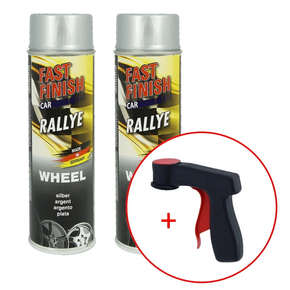 2x Fast Finish Rallye Felgenlack Lack silber 500ml + 1x Spraydosen Handgriff - Bild 1 von 1
