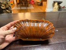 Vintage Creamy Tortioseshell Bakelite Clamshell Evening Purse