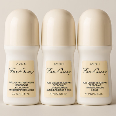 Avon Far Away Roll-On Anti-Perspirant Deodorant for Women  3 Pack -2.6 fl oz Ea