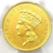 1854-O Three Dollar Indian Gold New Orleans Coin $3 - Certified PCGS AU Details