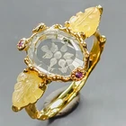 Art jewelry Natural Green Amethyst Ring 925 Sterling Silver Size 8.75 /R438985