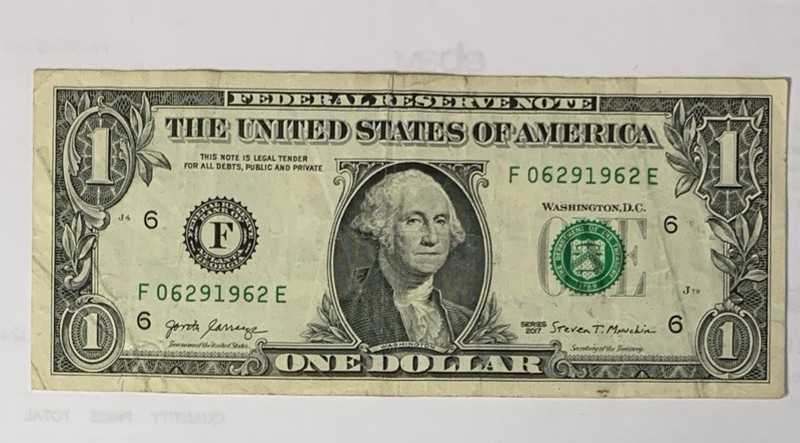 BIRTHDAY/ANNIVERSARY $1.00 CURRENCY Note 06-29-1962