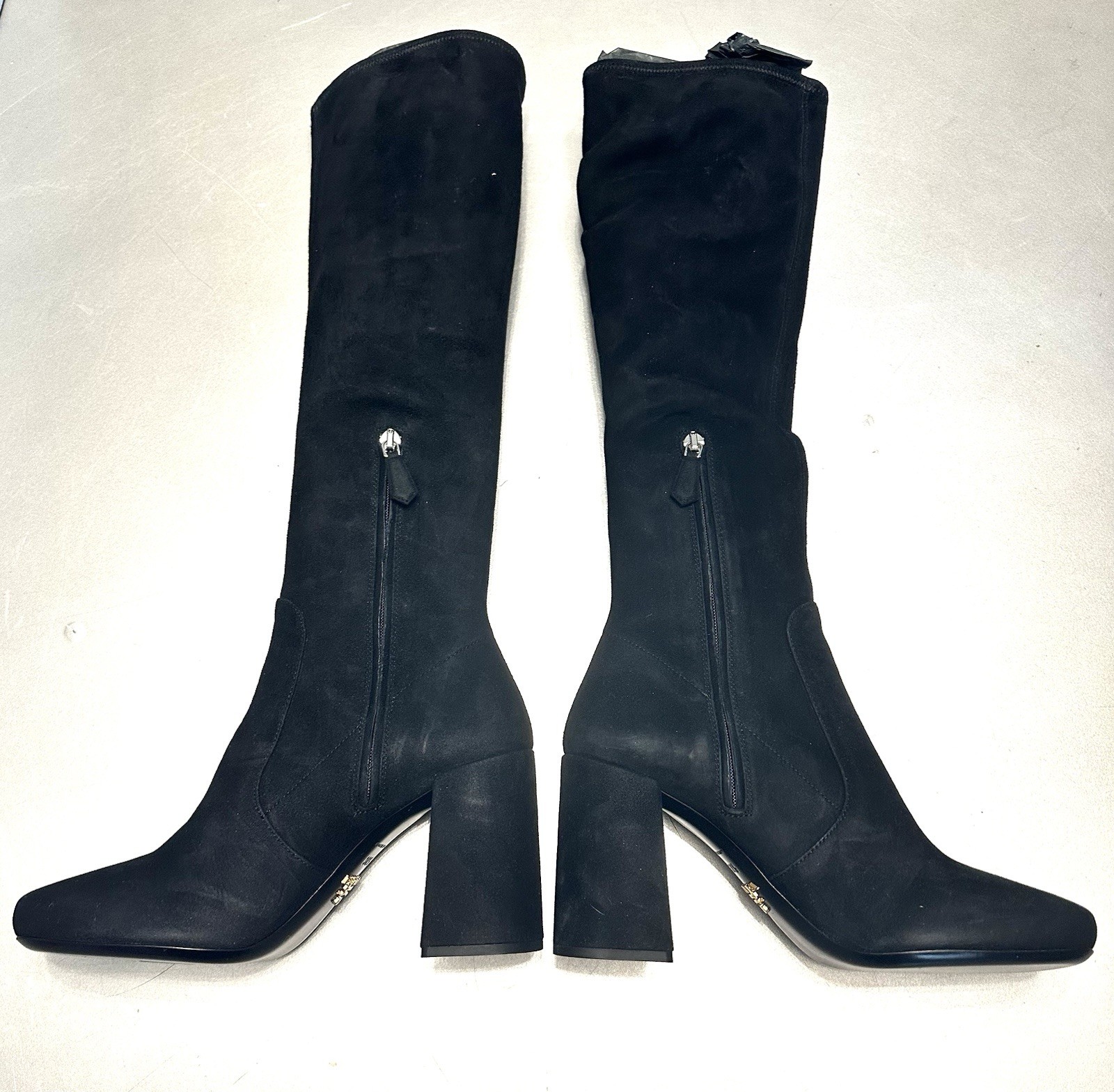 New Prada Knee-High Block Heel Boots Sz 38.5 image 8
