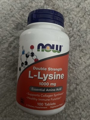 NOW FOODS L-Lysine, Double Strength 1000 mg - 100 Tablets Ex 7/29