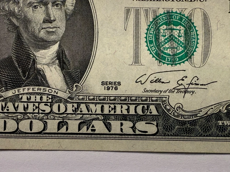 1976 $2 Dollar U.S. Federal Reserve UNC Banknote San Francisco fr#1935 SPC1392 - Image 2 of 3